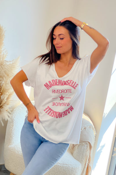 T-Shirt " Mademoiselle Rive ..." Rose (9226085138757)
