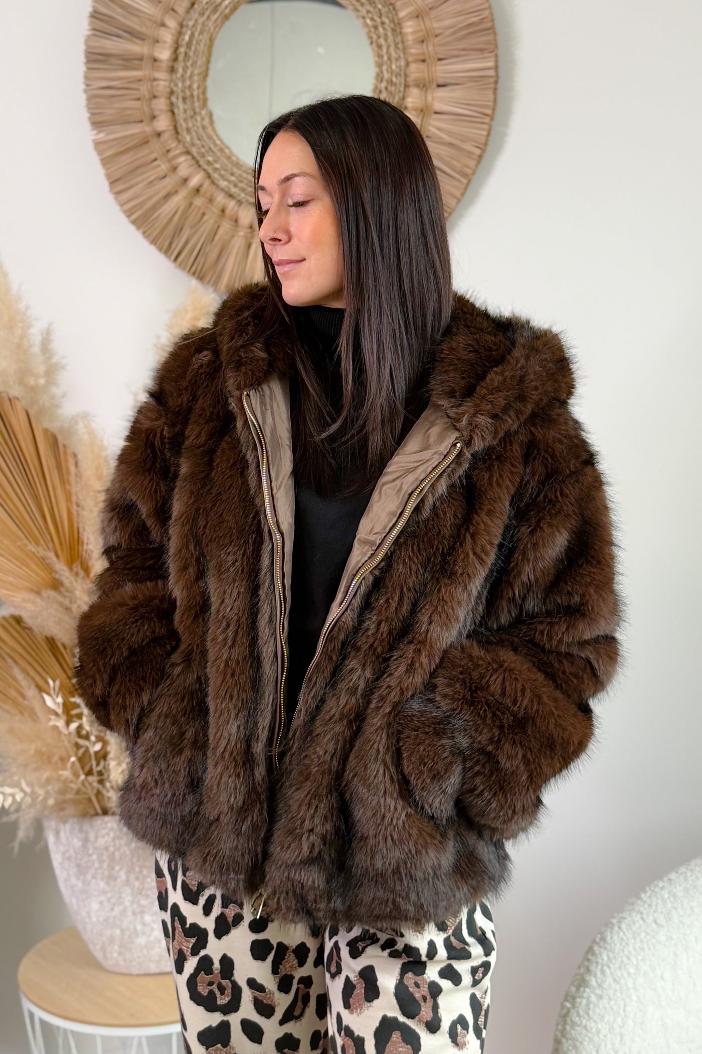 Veste Fausse Fourrure Cindy Choco
