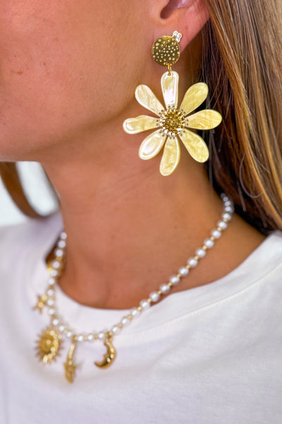 Boucle D'Oreille Margueritte Jaune (15114764222789)
