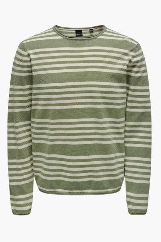 Pull ONSOBY REG 14 STRIPE KNIT Vert (8557254869317)