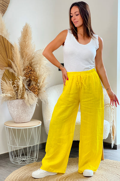 Pantalon Suzy Jaune en Lin (9355469848901)