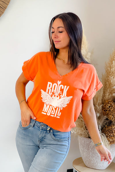 T-shirt "ROCK" Orange (8825354551621)