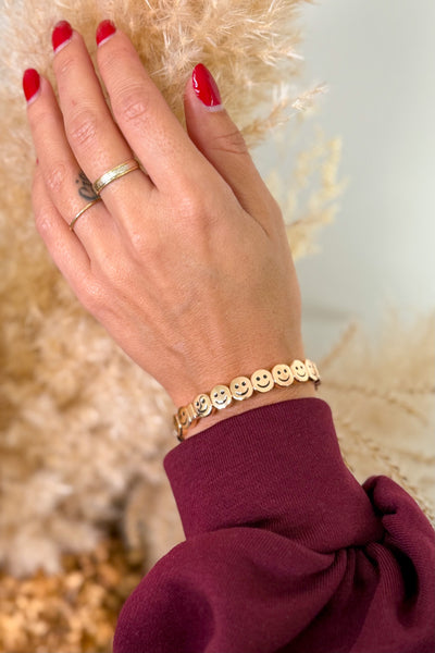 Bracelet Smiley Rose Doré (15314956222789)