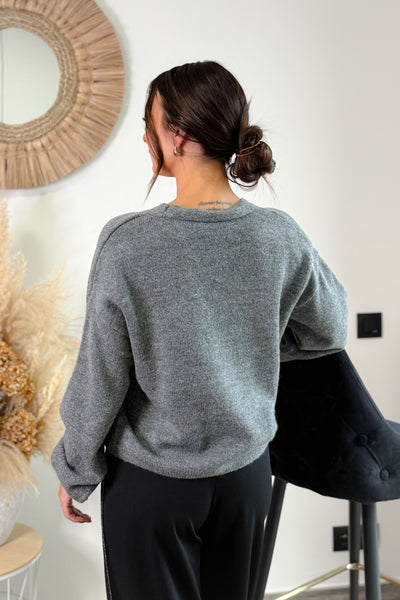 Pull Effet Gilet Donna Gris Anthracite Only