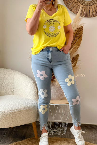 Jeans Flower Curvy (40/48) (9179077738821)