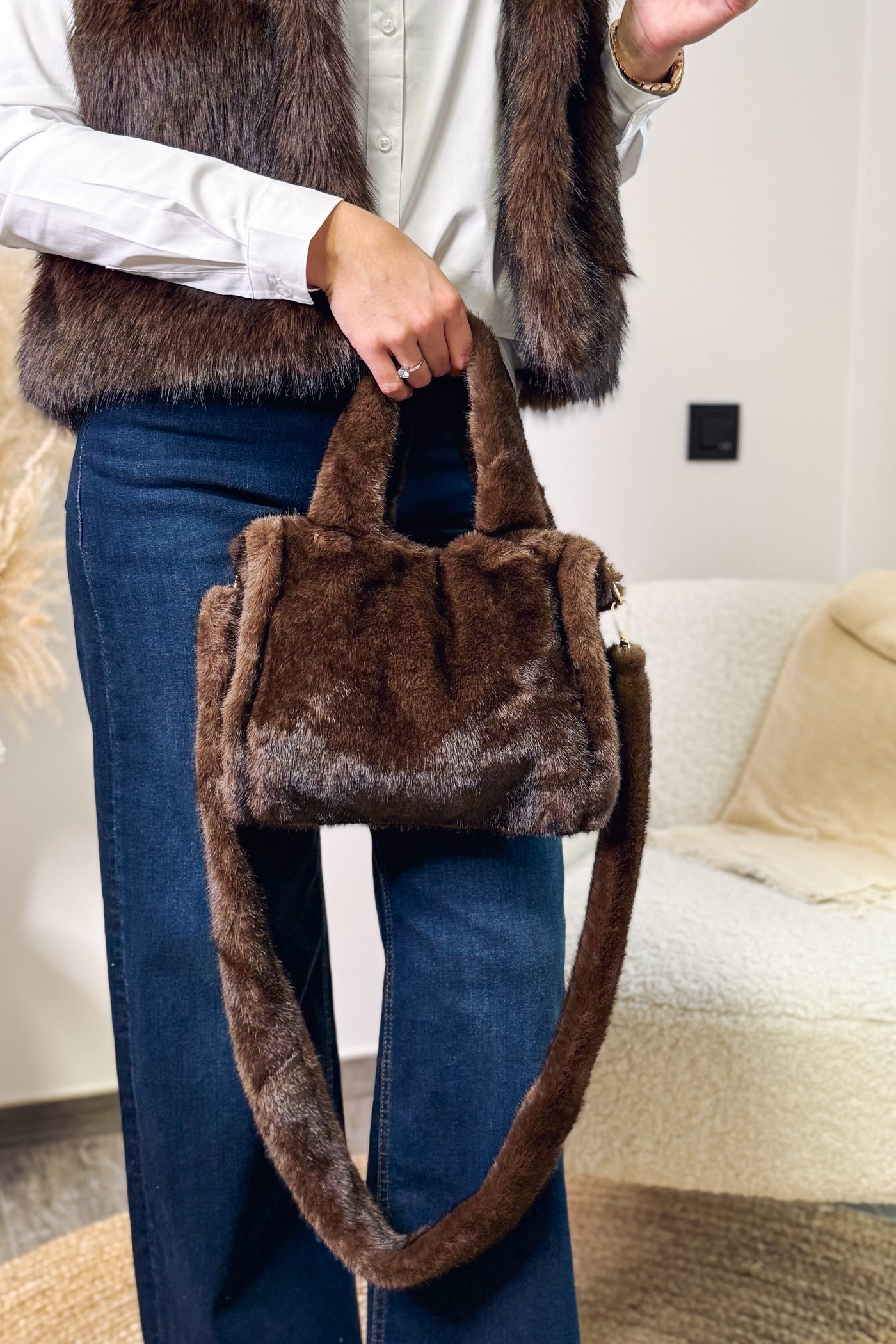 Sac Foxie Fausse Fourrure Choco