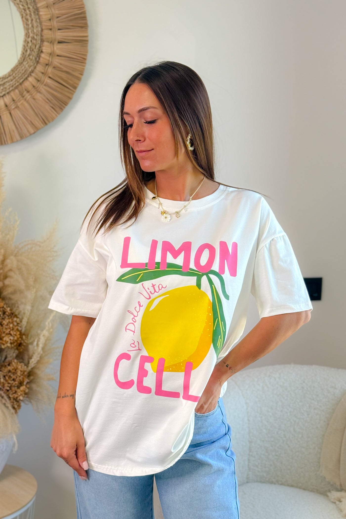 T-Shirt " Limon " Blanc Plus Ample (15017130197317)