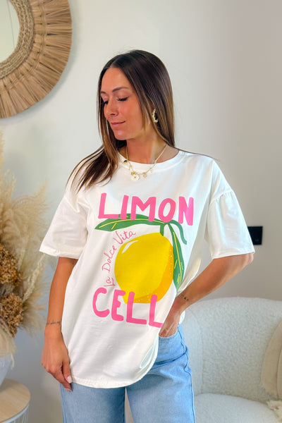 T-Shirt " Limon " Blanc Plus Ample (15017130197317)