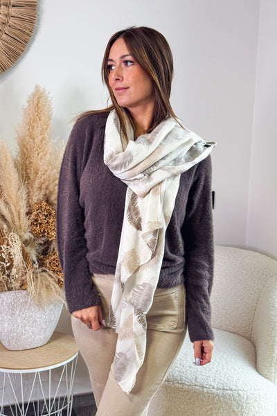 Foulard Feuillette Beige (14820829856069)