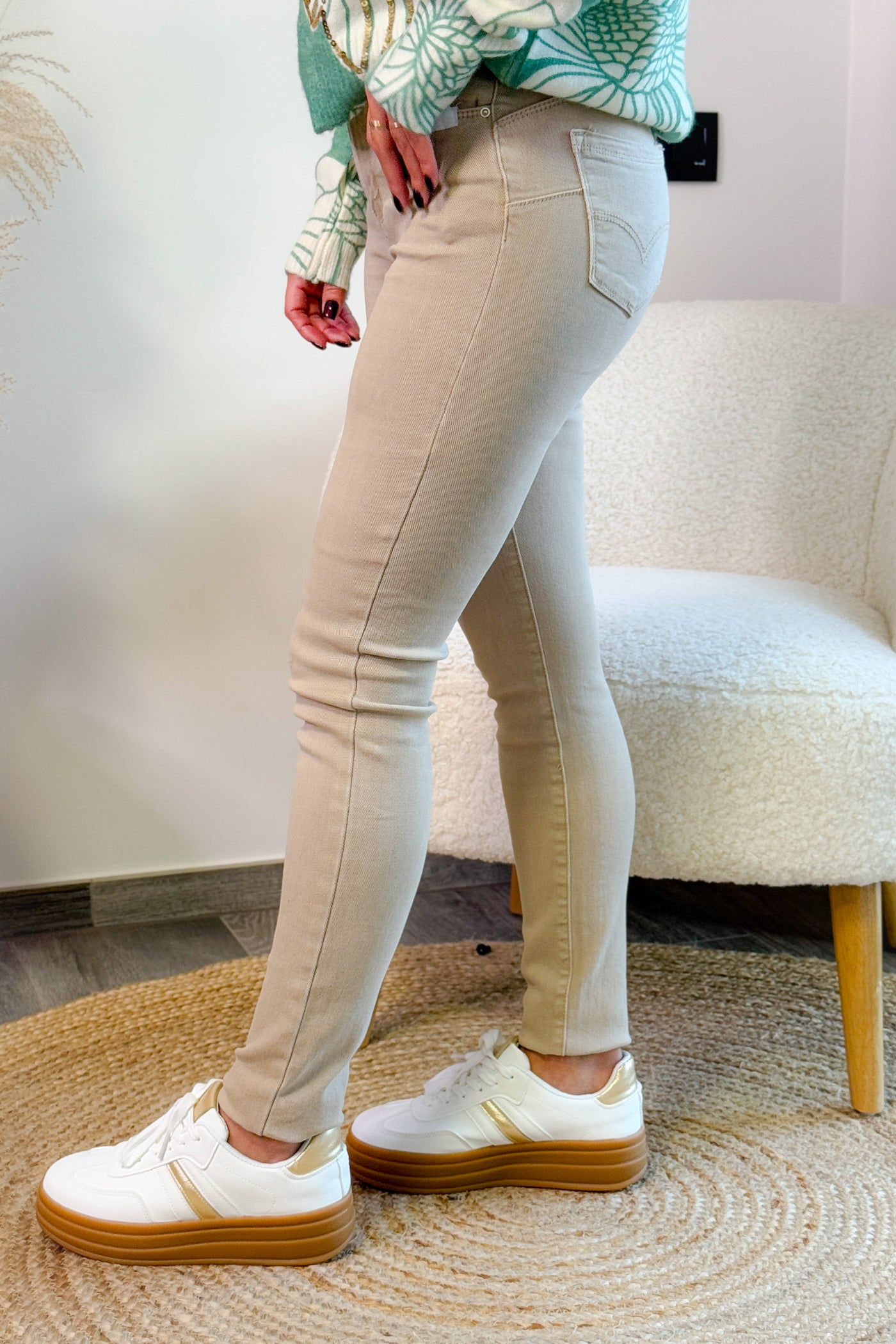 Jeans Slim Liva Taille Haute Beige (14843821785413)