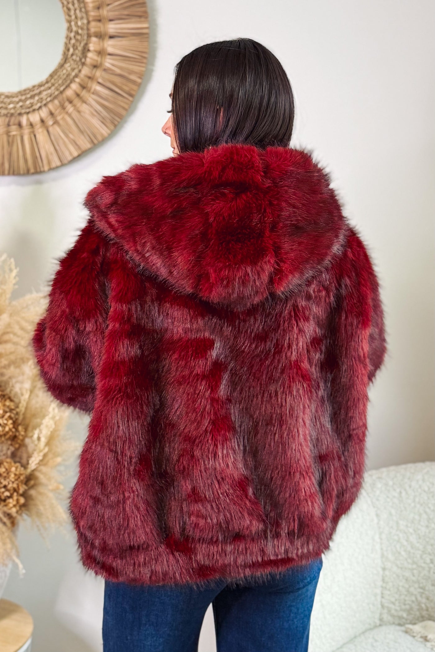 Veste Fausse Fourrure Cindy Bordeaux