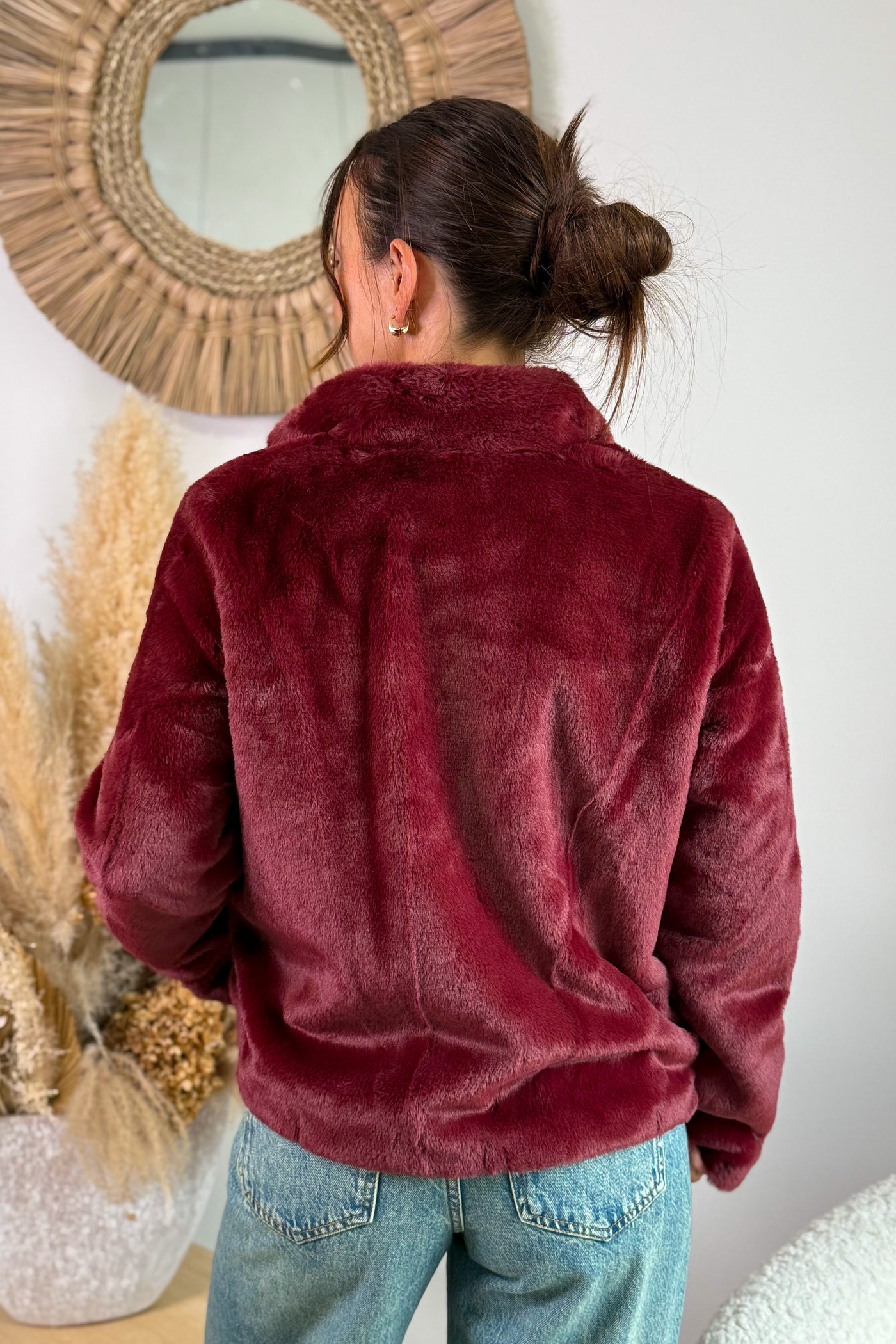 Veste Fausse Fourrure Vide Bordeaux Only (15314537087301)