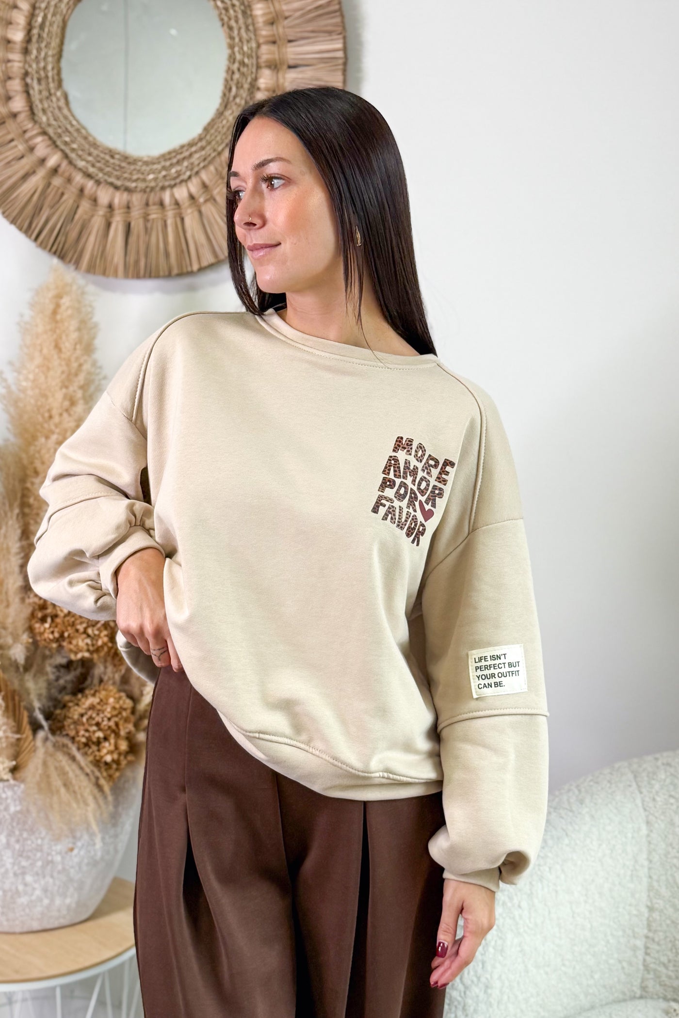 Sweat " More Amor..." Beige