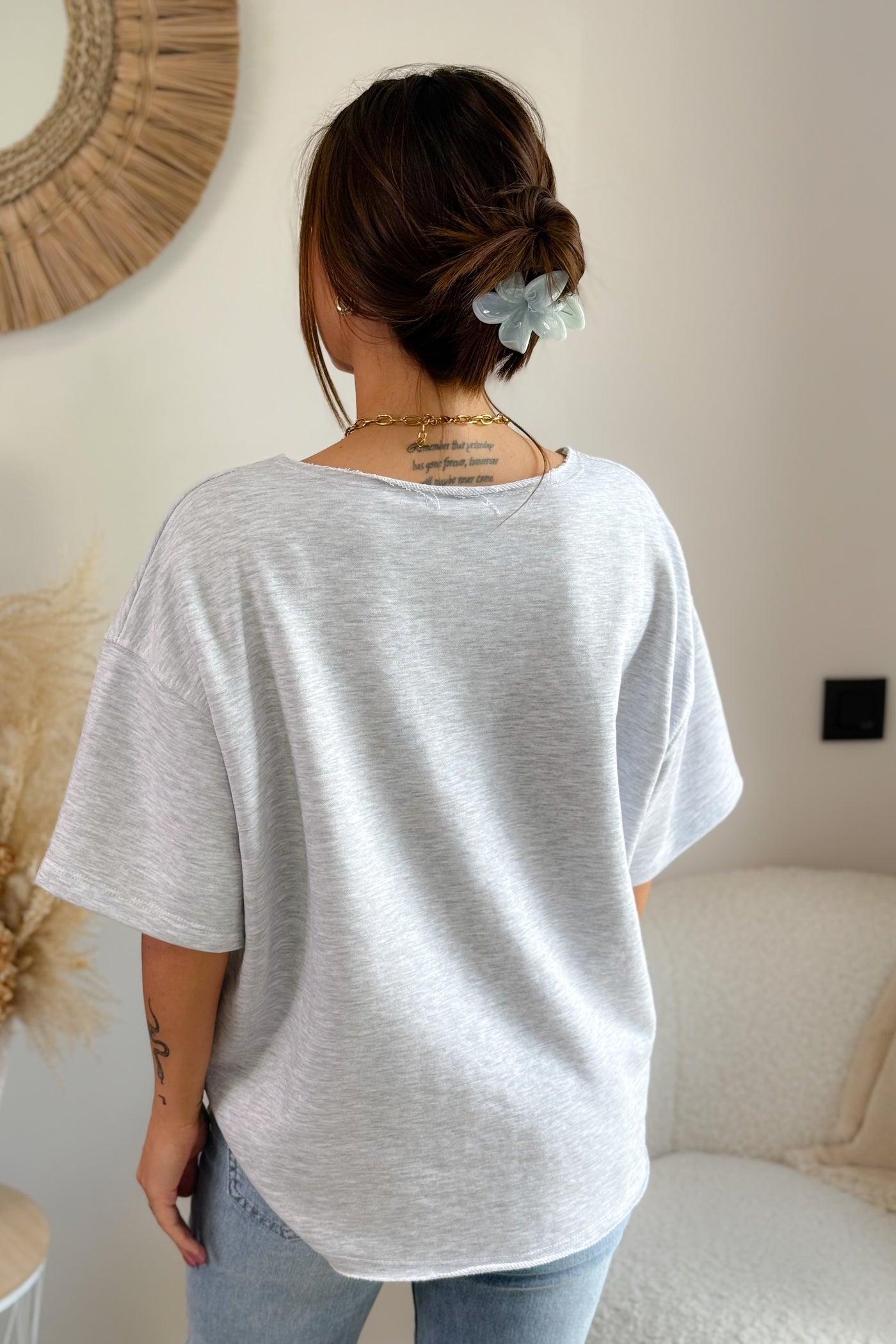 Sweat Manches Courtes "CIAO" Gris (15038298980677)