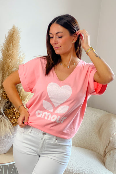 T-Shirt "Amour" Rose Baby (9201457463621)