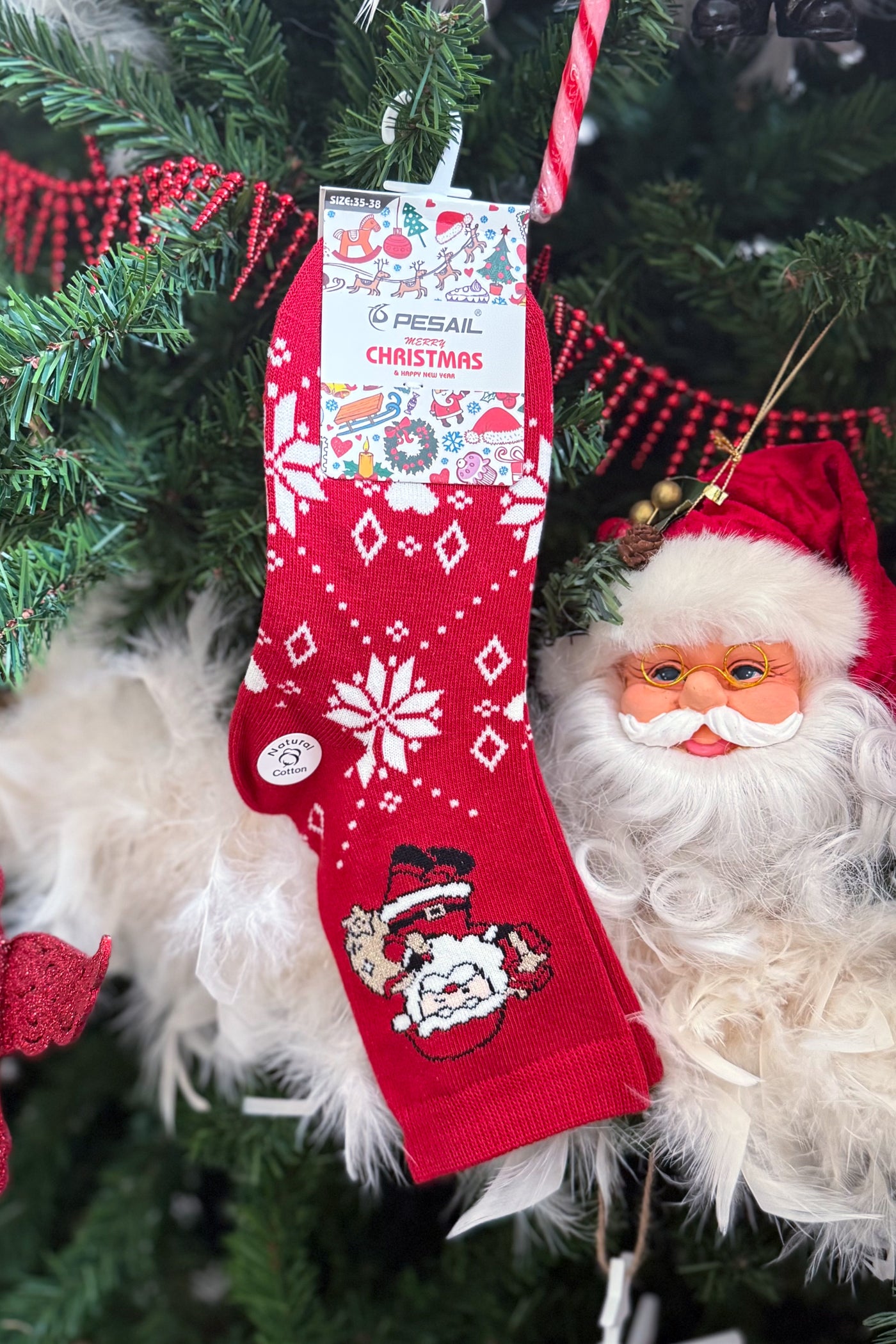 Chaussettes De Noël Père Noël Et Sa Hotte