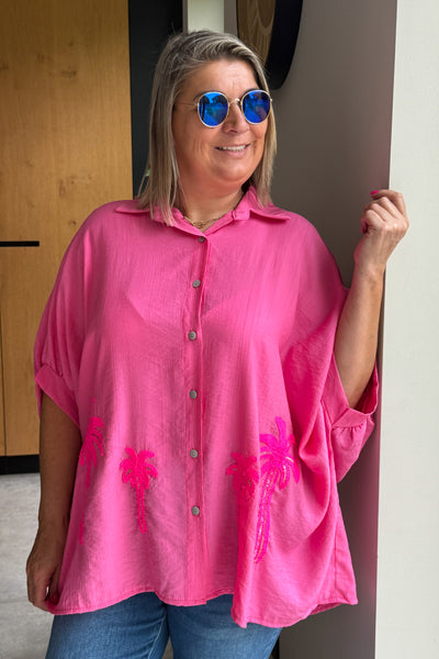 Chemise Pemane Fuchsia  Manches Courtes GT (42/48) (15077943804229)