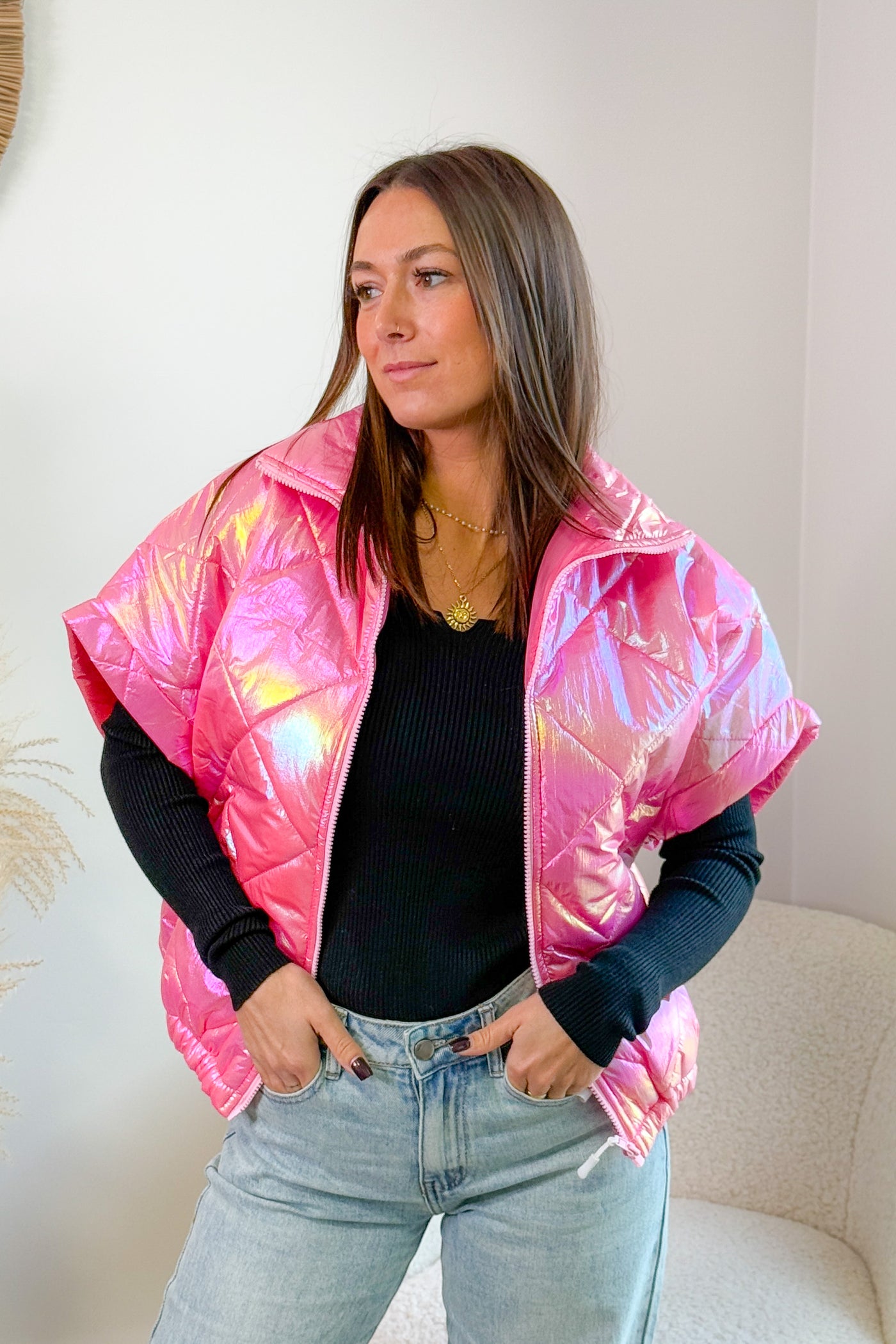 Veste Sans Manches Julietta Rose Irisé (14874092306757)