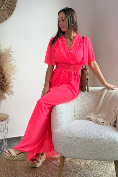 Robe longue Lilibeth rose fluo (15019031953733)