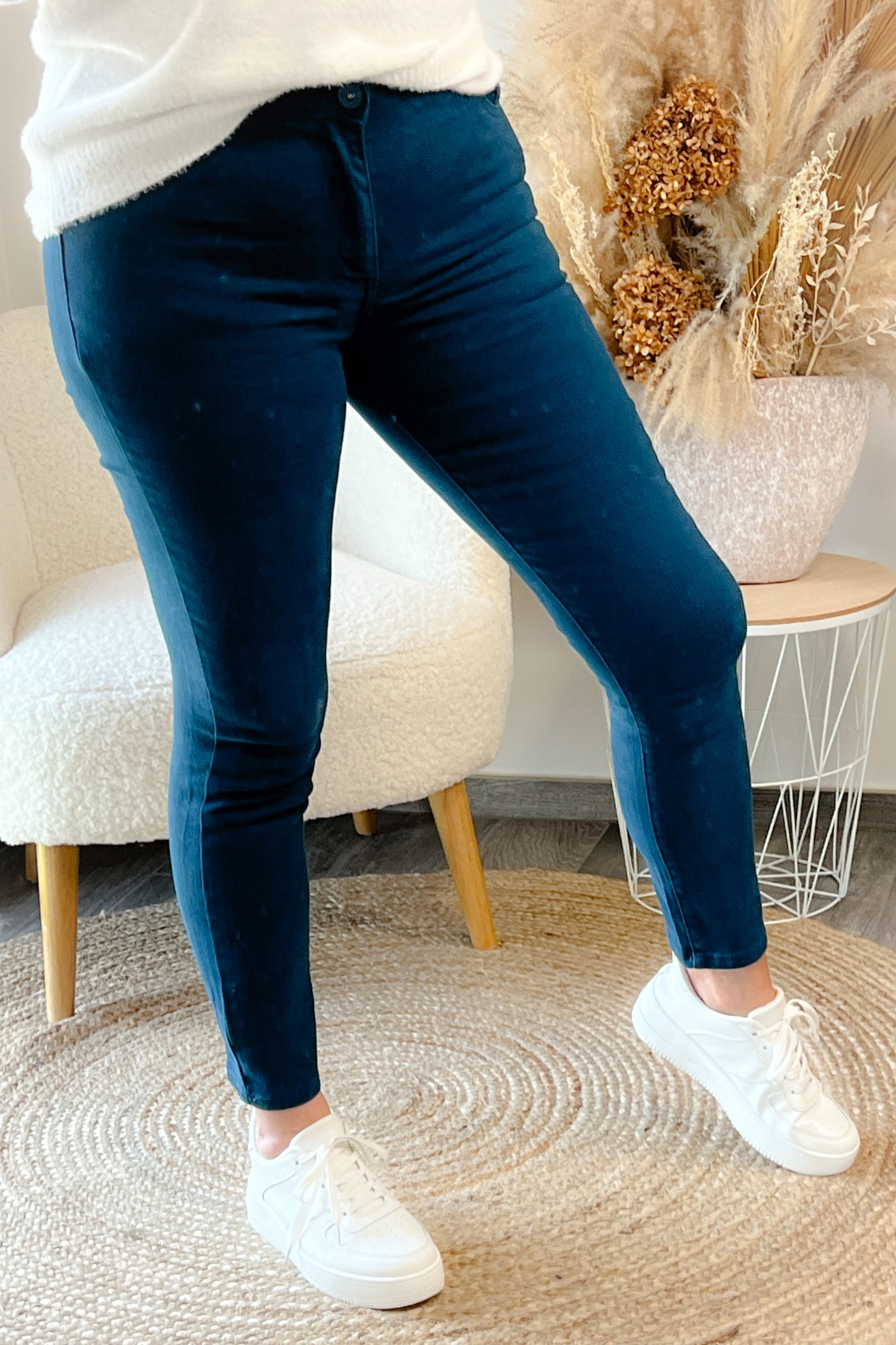 Jeans Slim Taille Haute Bleu Canard (9688612208965)