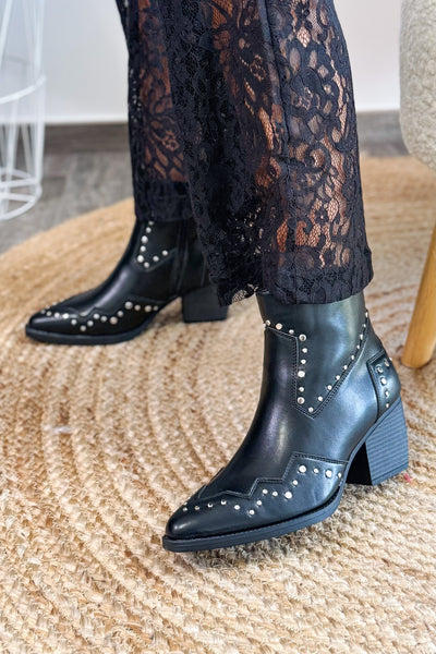 Bottine Style Santiag Clouté Noir (15297491337541)
