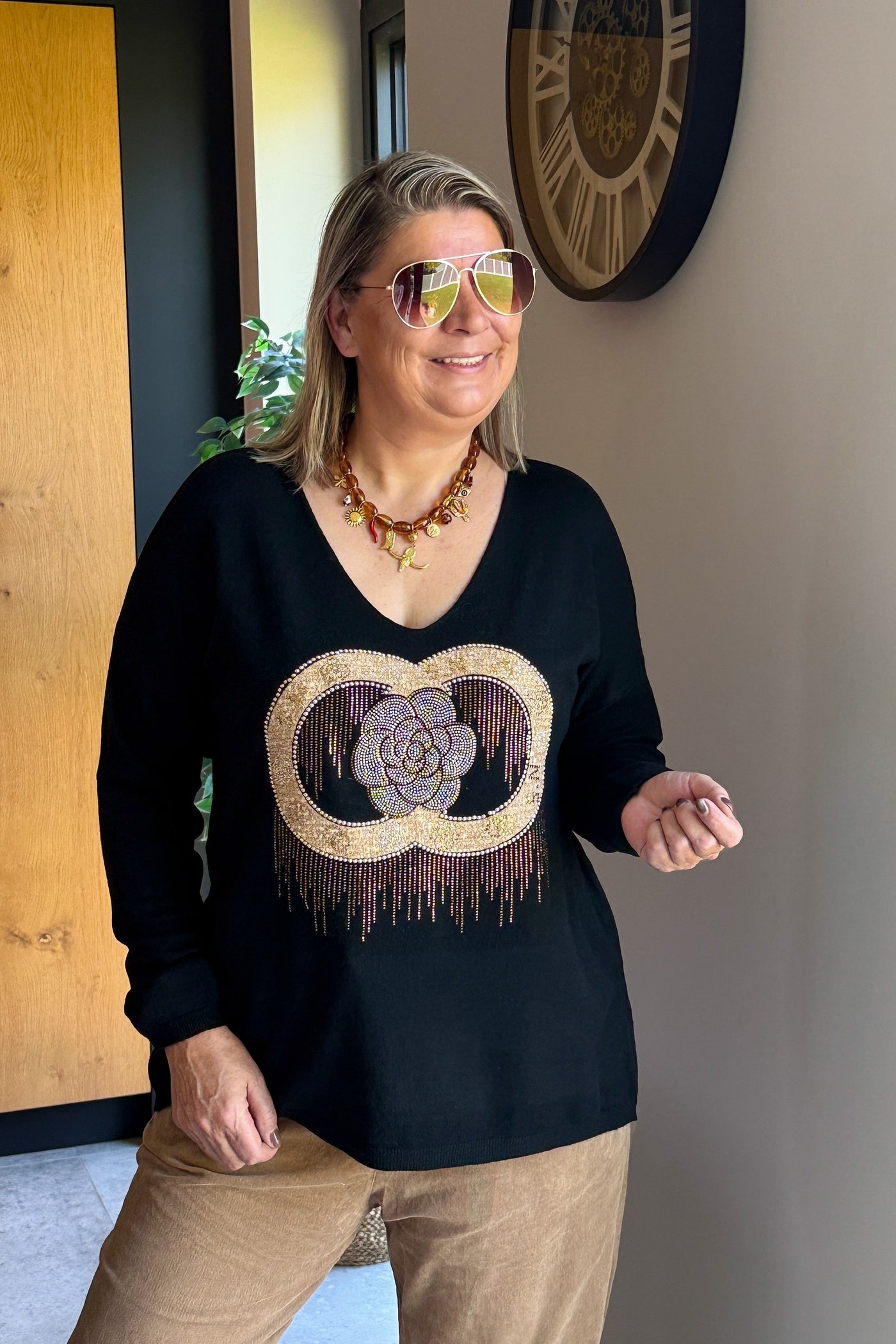 Pull Billia à Strass Noir GT