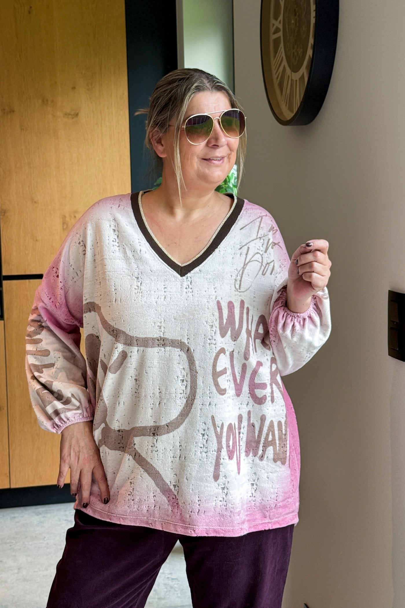 Pull Snoopy Velours Rose GT