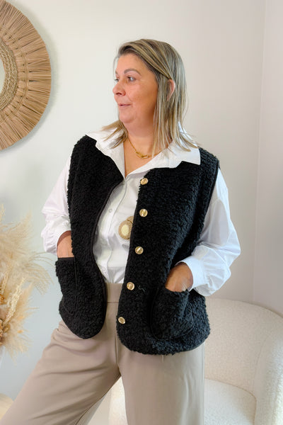 Gilet Teddy Ludivine Noir GT (42/48) (14890873618757)