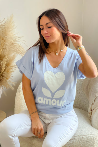 T-Shirt "Amour" Bleu Ciel (9201510646085)
