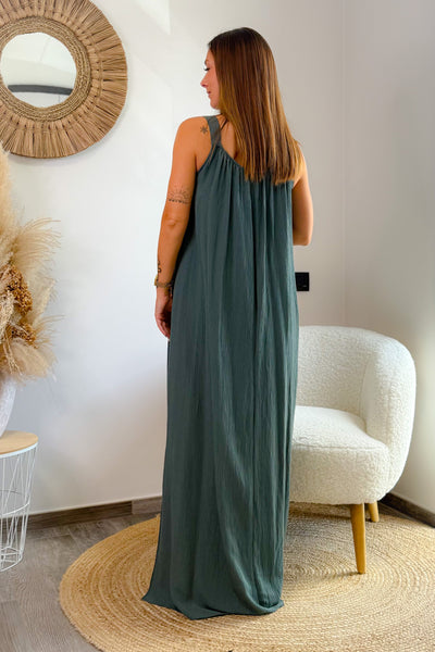 Longue Robe Manie Vert De Gris (15156923760965)