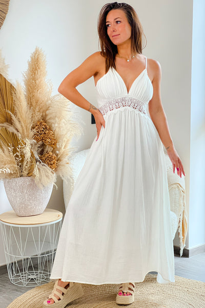 Robe Gwenaelle Gaze de Coton Blanc (9375253987653)