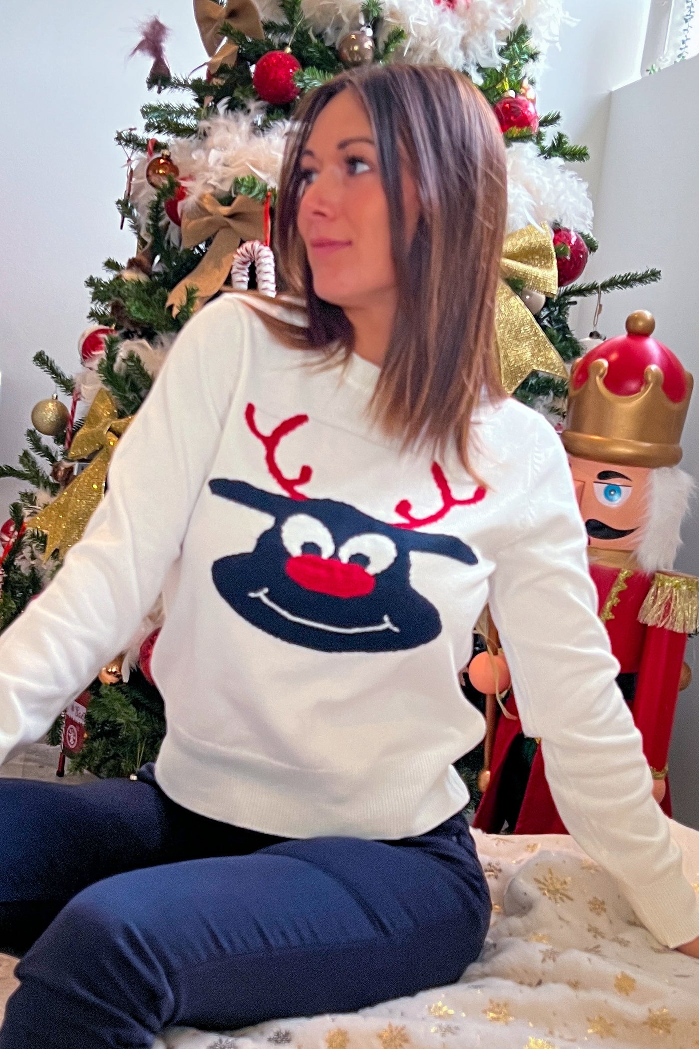 Pull De Noél Xmas Reindeers Ecru (8738197012805)