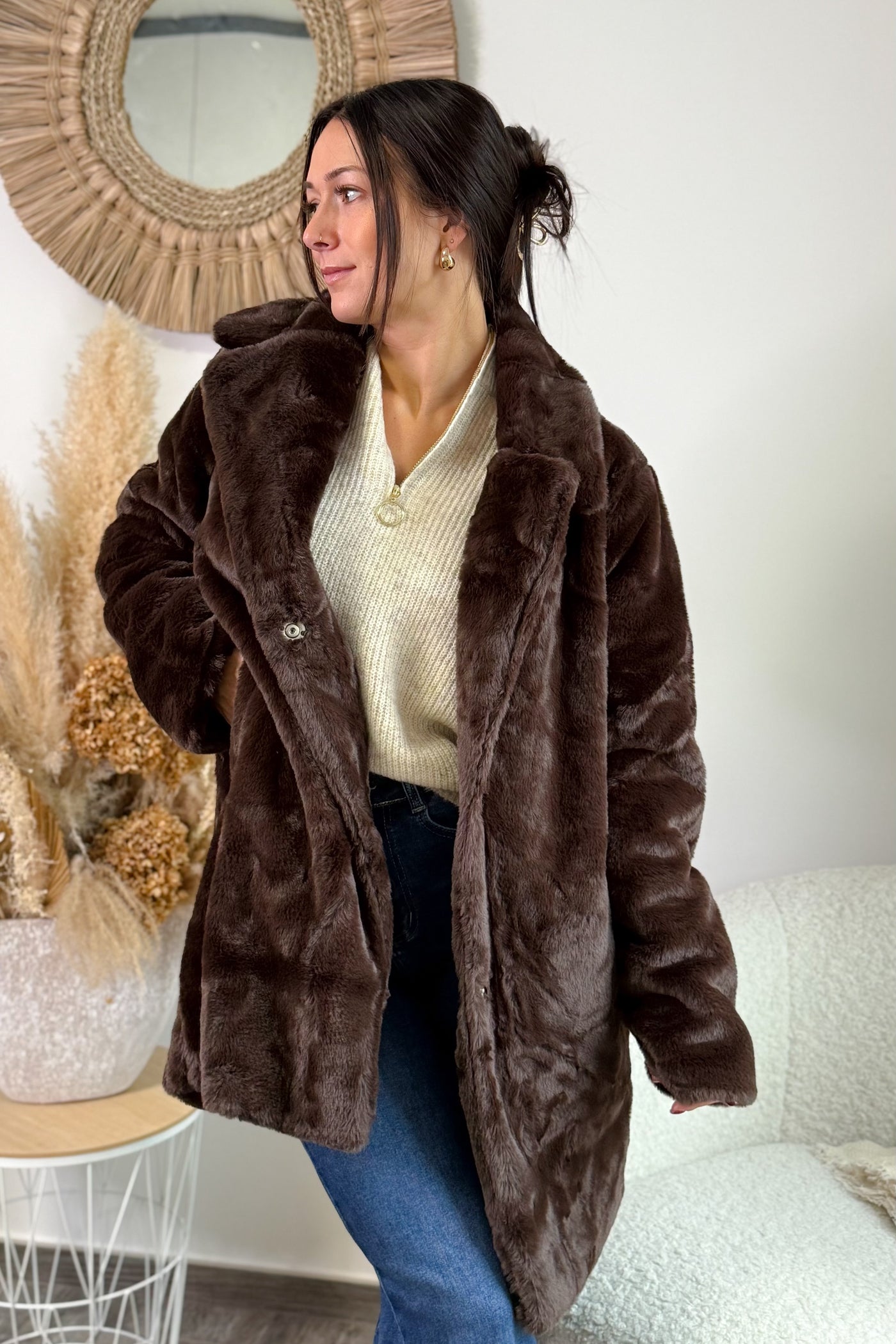 Manteau Fausse Fourrure Natacha Choco