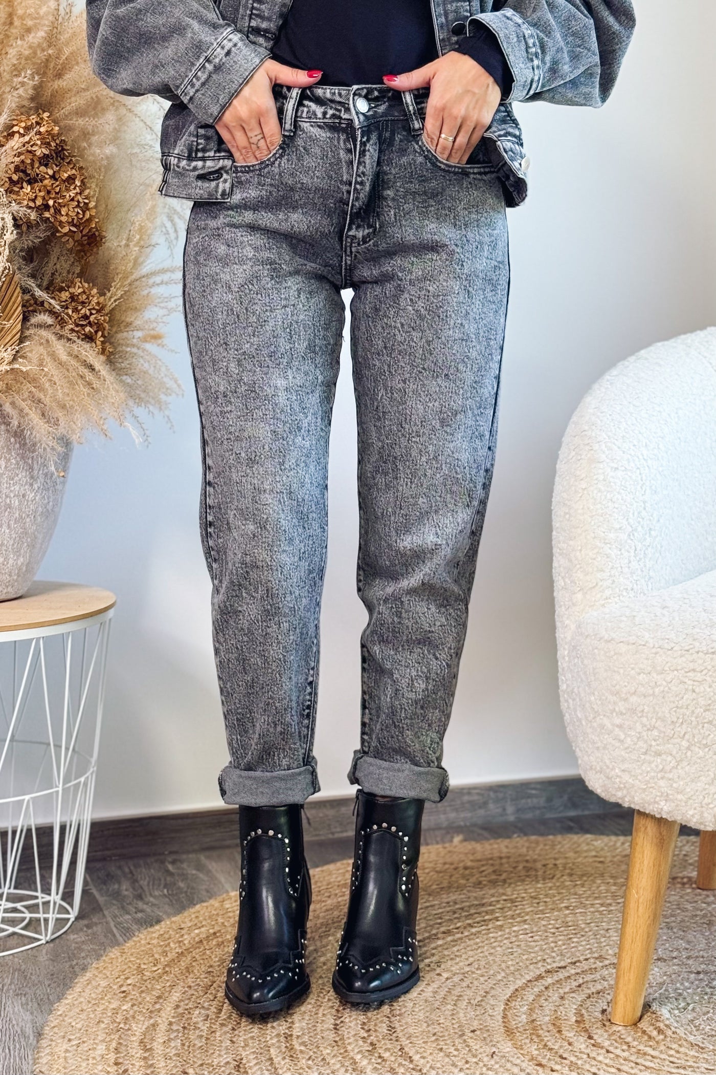 Jeans Boyfriend MP2222 Gris Foncé Délavé (15297656684869)