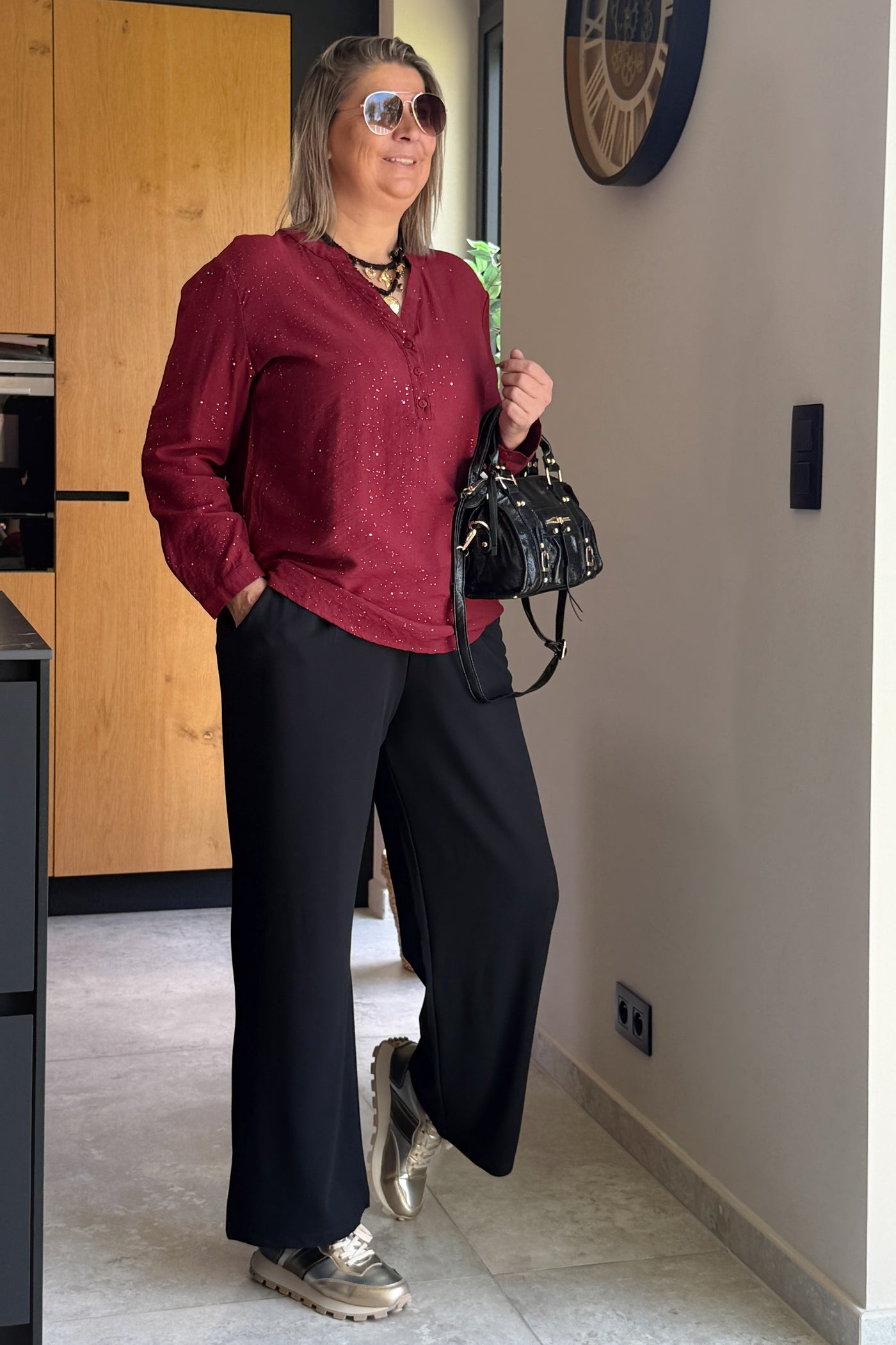 Blouse Stacey Bordeaux à Paillettes GT