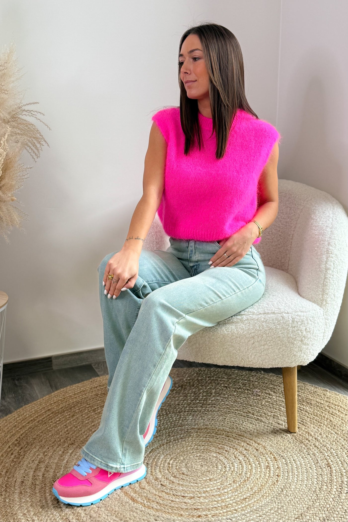 Jeans Wide Leg Taille Haute FY10346 Bleu Vintage (14949061853509)