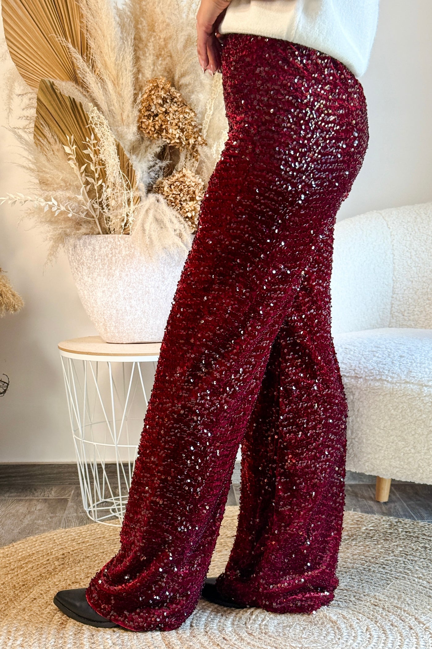 Pantalon Ivyna Bordeaux Sequin (14782718247237)