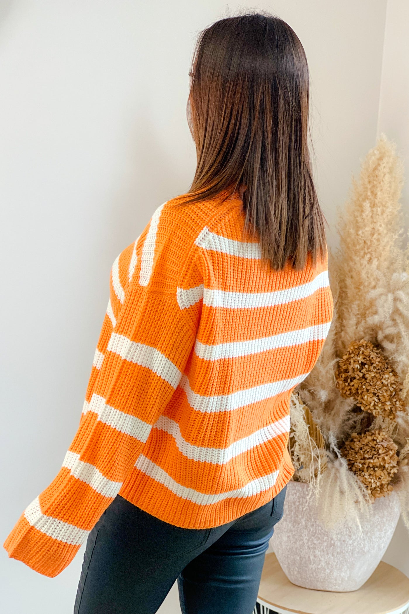 Pull Marinier Justy Orange/Blanc (8769878720837)