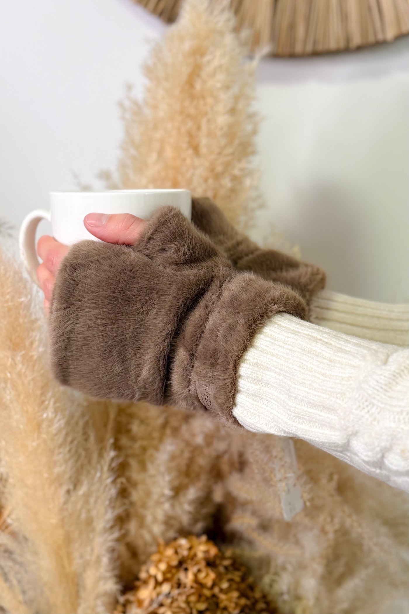 Mitaine Litzie Fausse Fourrure Brun