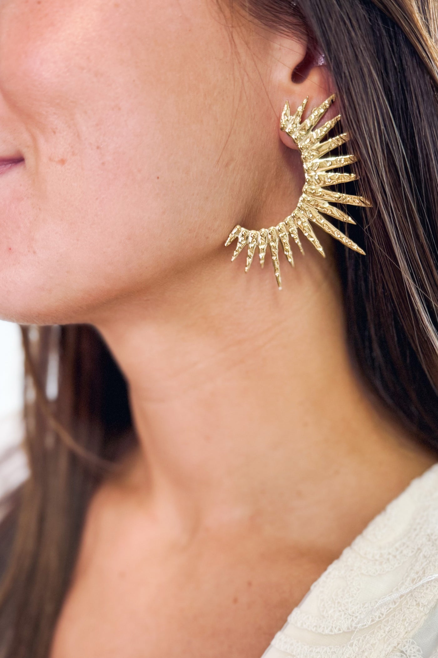 Boucle D'Oreille Demi Soleil Doré (15297620705605)