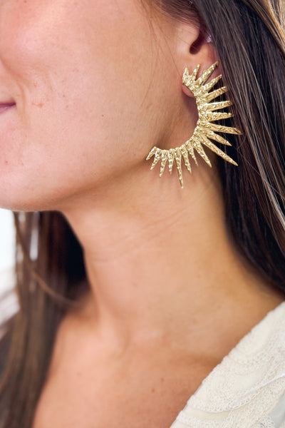 Boucle D'Oreille Demi Soleil Doré (15297620705605)