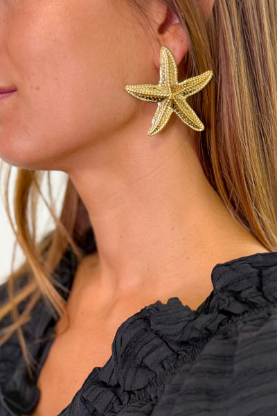 Boucle D'Oreille Grosse Etoile De Mer Doré (15147801772357)