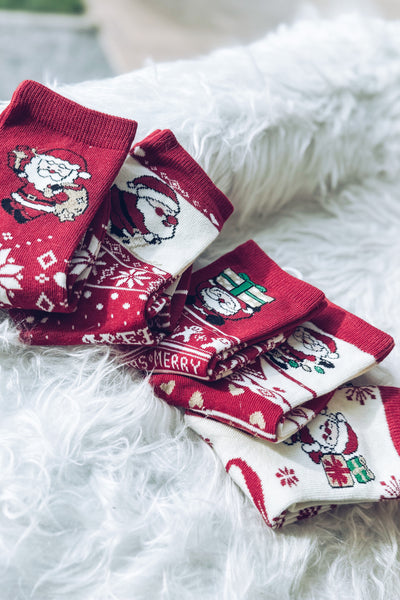 Chaussettes De Noël Père Noël Et Ses Cadeaux