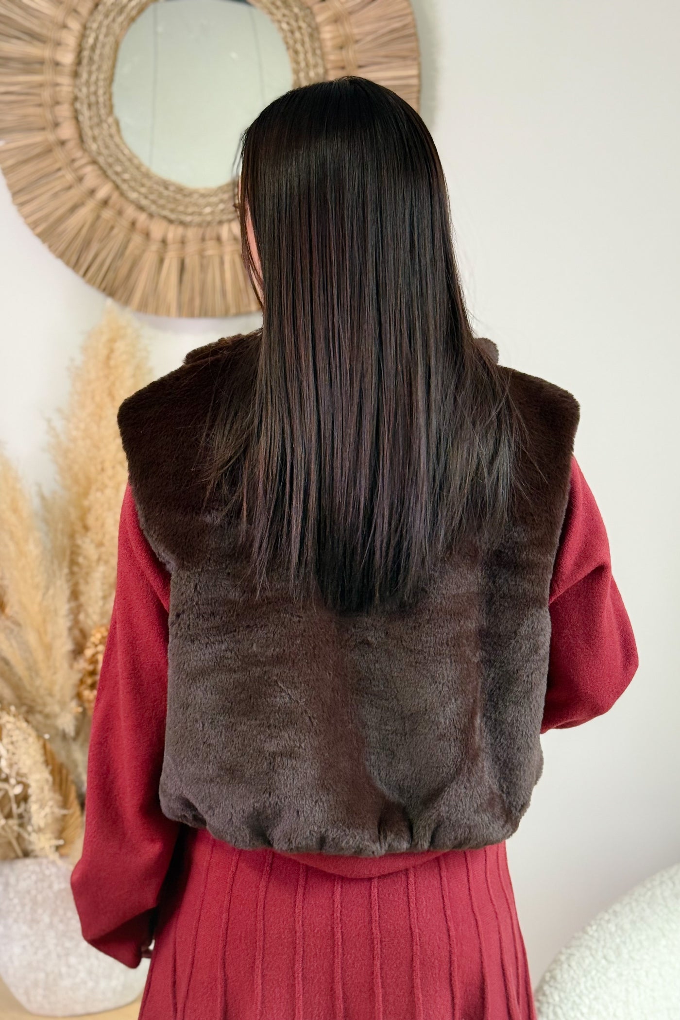 Gilet Sans Manches Fausse Fourrure Esther Choco