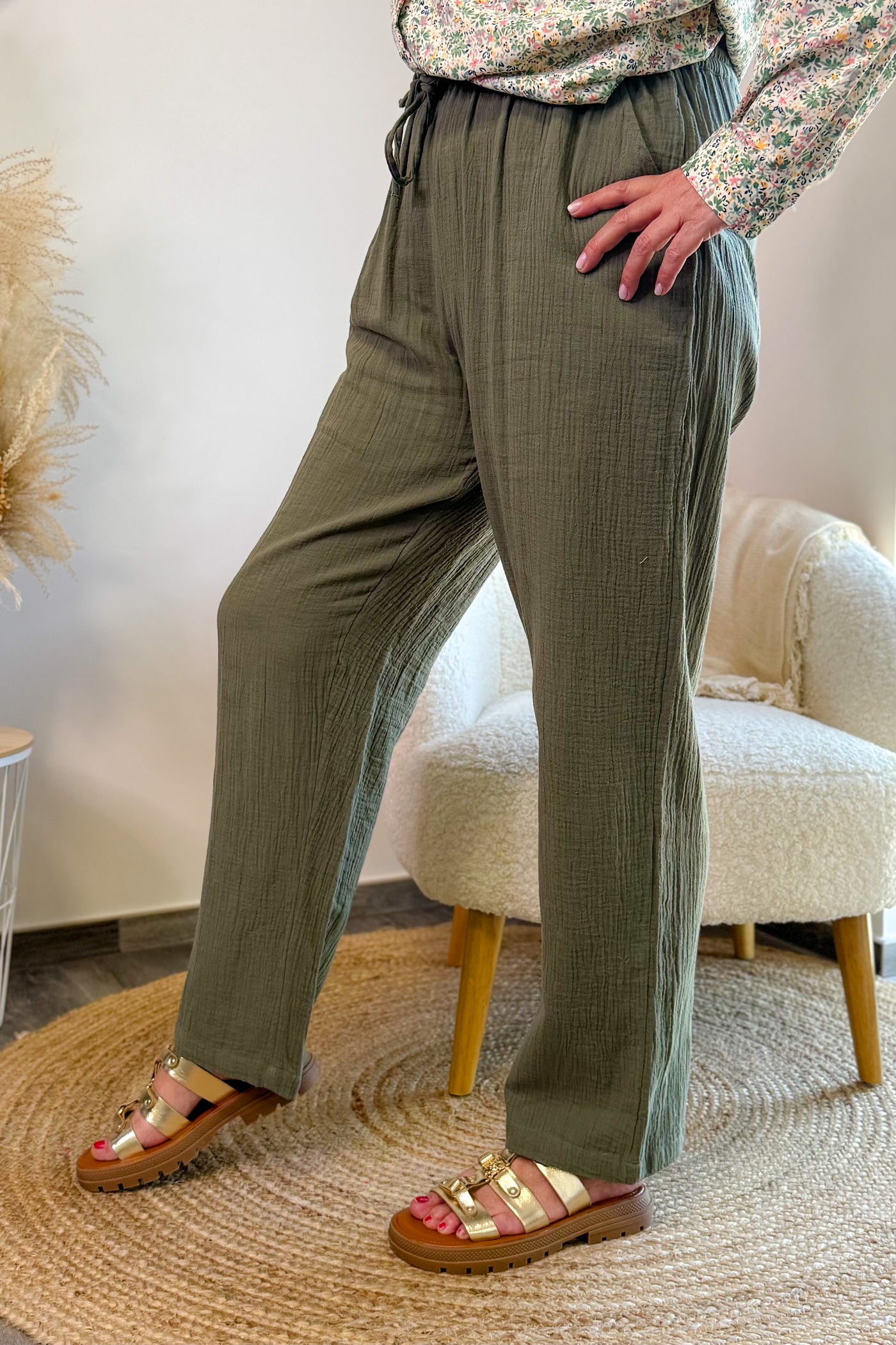 Pantalon CarThyra Kaki Gaze De Coton Only Carmakoma (15020355223877)