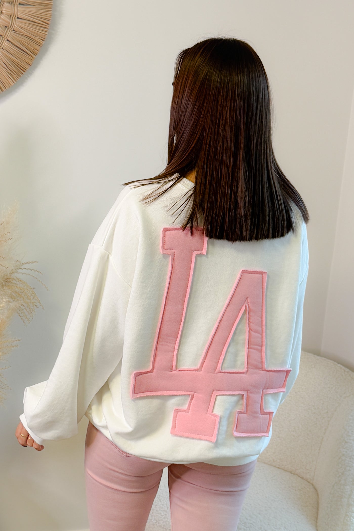 Sweat "LA" Blanc/Rose (14843805172037)