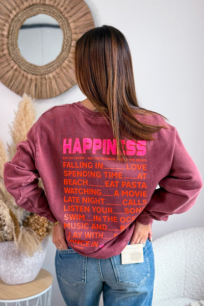 Sweat "HAPPINESS" Bordeaux (15173641765189)