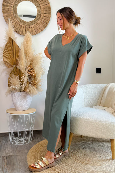 Longue Robe T-shirt Marike Kaki (15242489200965)