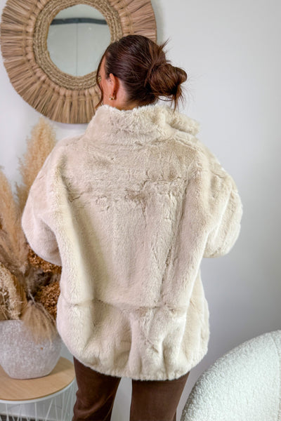 Veste Fausse Fourrure Mariposa Beige (15314727567685)