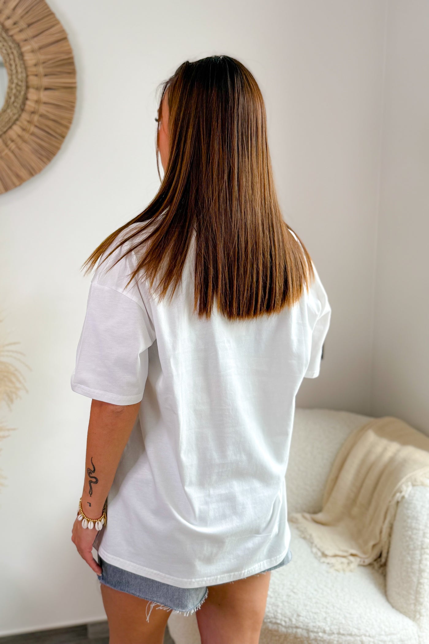 T-Shirt "Slow Living Life" Blanc (15104130318661)